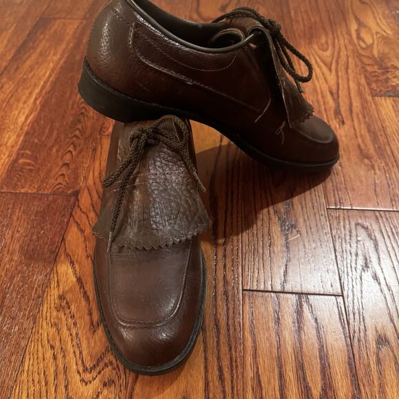 Vintage Arnold Palmer Men's 8 M Eaton Golf Shoe Brown with Kiltie w/ Spikes USA - Picture 1 of 16